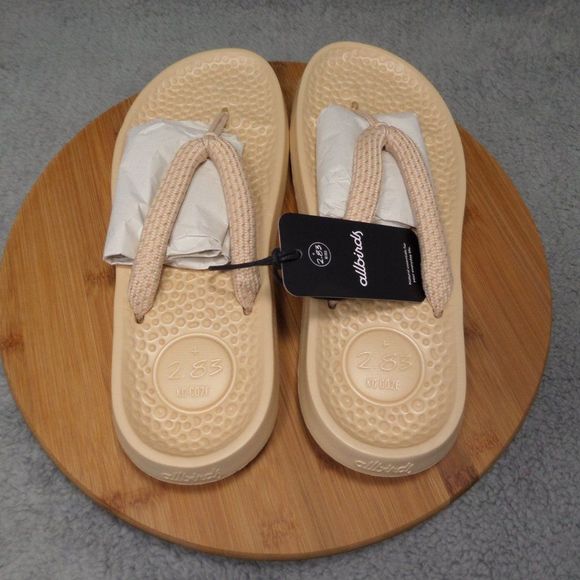 Allbirds Sugar Zeffer Lux Beige Flip Flops Tan Cream Comfort Sandal - Picture 2 of 11